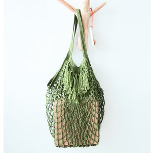 Upcycled Cotton Hand-Crocheted Fringed Bag - Ecofrenli.com