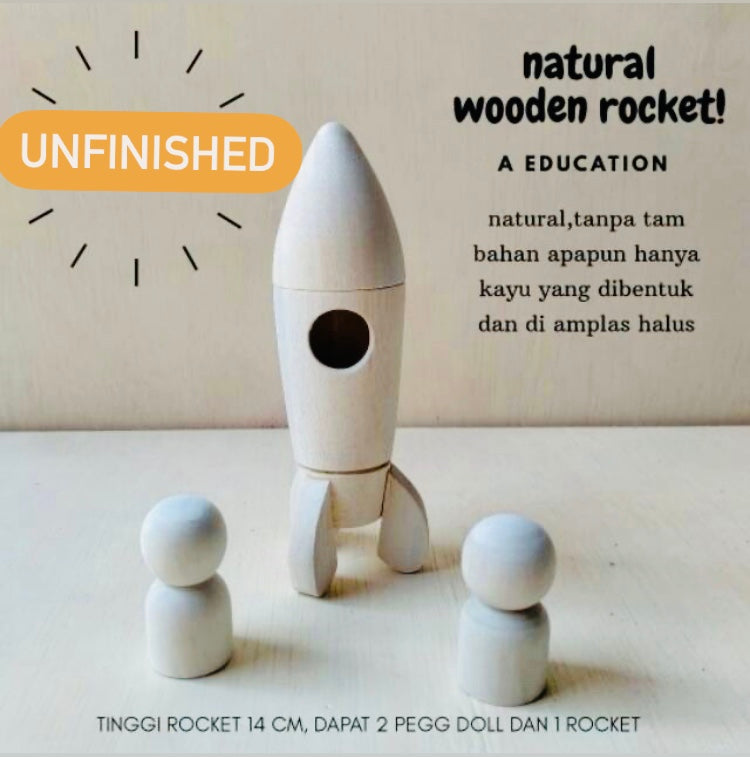 ‘I’m Handmade’ Children Wooden Rocket pegs Educational Toys - Ecofrenli.com