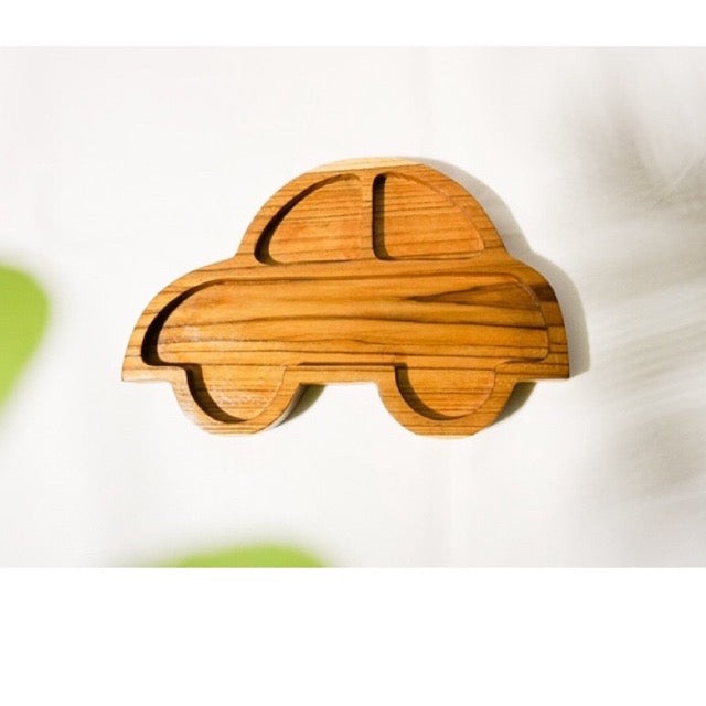 “I’M HANDMADE” Children Solid Teak Wood Plate & Spoon DINNERWARE SET - Ecofrenli.com