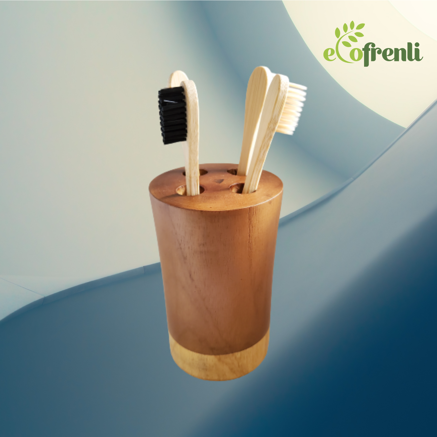 Family Toothbrush and Wooden Holder set - Ecofrenli.com