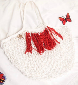 Upcycled Cotton Hand-Crocheted Fringed Bag - Ecofrenli.com