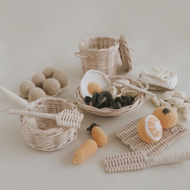 ‘I’M HANDMADE’ Organic Rattan Children ULTIMATE Cooking Appliances & Food Set Toys - Ecofrenli.com