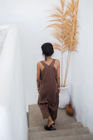 "Sleeping Culture" Linen Jumpsuit for Women - Ecofrenli.com
