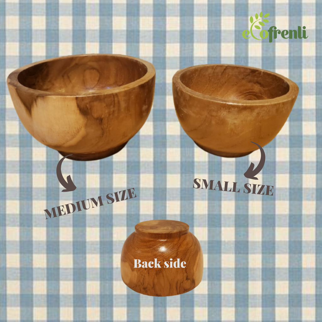 Solid Teak Wood Soup Bowl - Ecofrenli.com